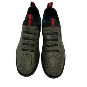 Men's Casual Slip-on Sneakers Size 7.5 Grey Faux-Leather Memory Foam Support